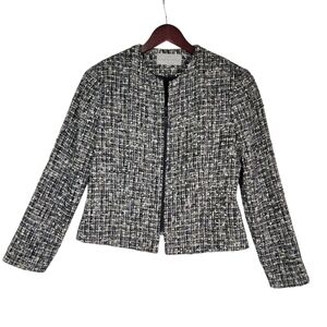 Vintage Emil Rutenberg Women’s Blazer Jacket Small Tweed Zip Black Gray Blue